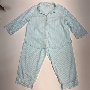 Appleseed’s Striped Pleated Button Down 100% Cotton Pajama Set Womens Size LP